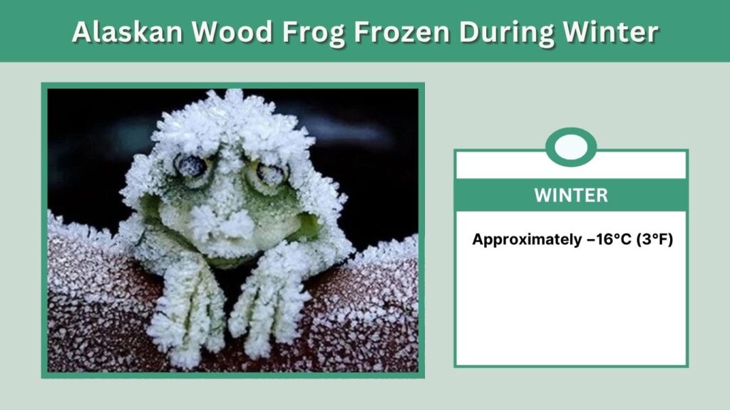 Alaskan Wood Frog Frozen During Winter