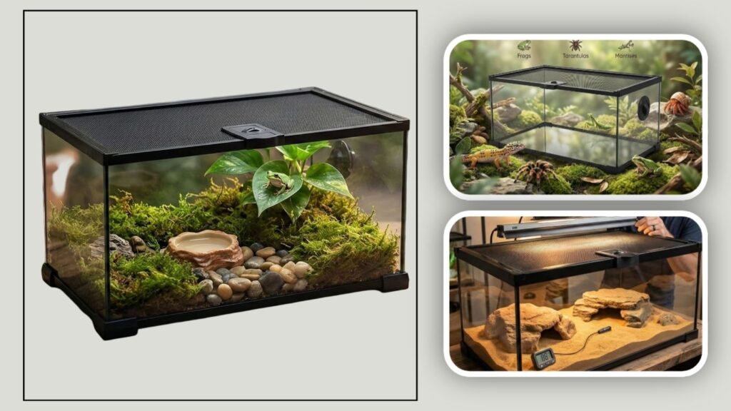  Veectgoo 10 Gallon Glass Terrarium with Lockable Sliding Top