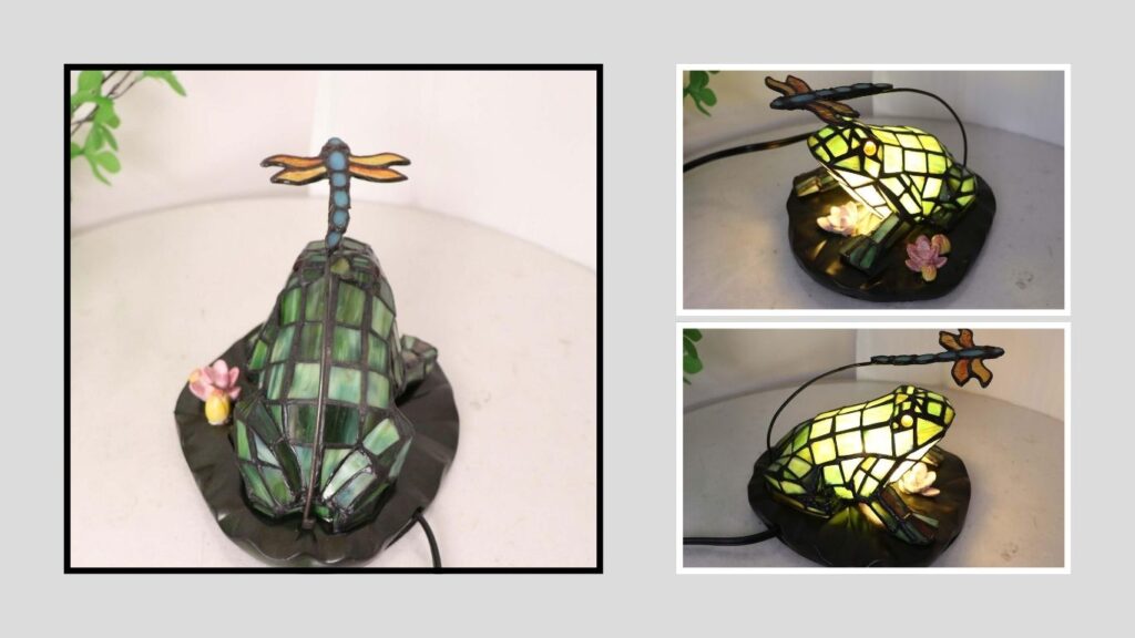 Bieye L12014 Frog and Dragonfly Tiffany Lamp