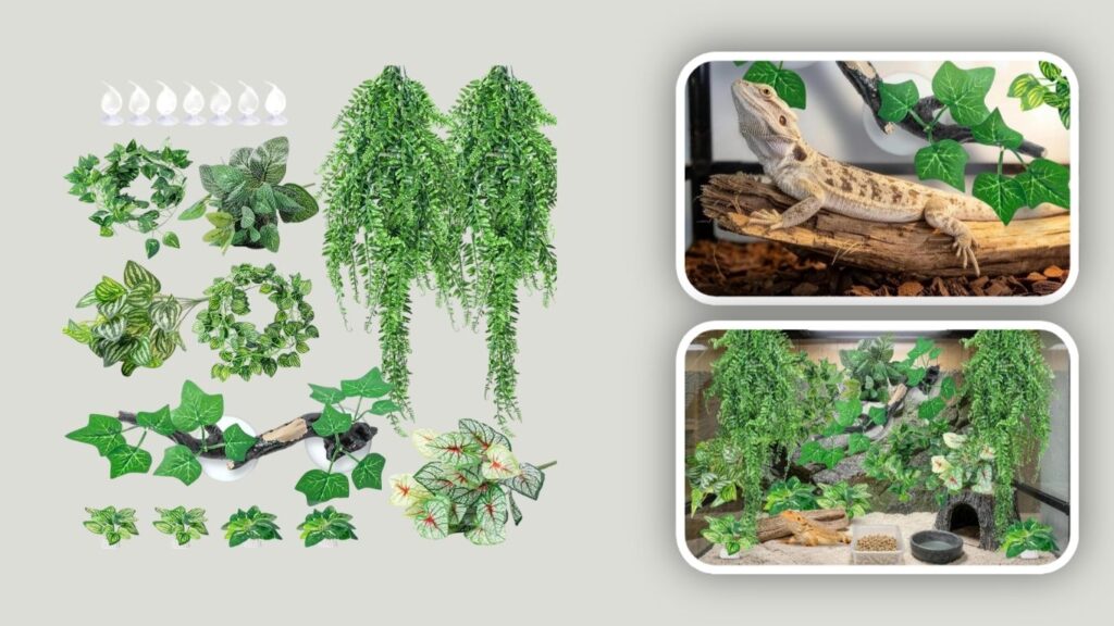 CousDUoBe 12 PCS Reptile Plants & Terrarium Decoration Set